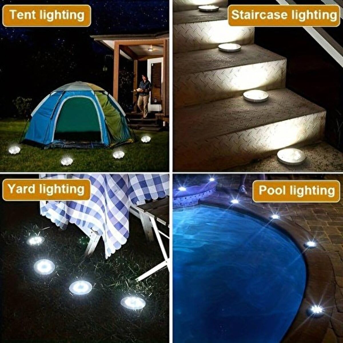 Coverzone 4'lü Solar Enerjili Bahçe Işıklandırmak için Lamba Dış Mekan Işık Uygun Güneş Enerjili Aydınlatma Piknik Kamp Tatil için Bahçe, Veranda, Havuz Kenarı Aydınlatması | SL-600