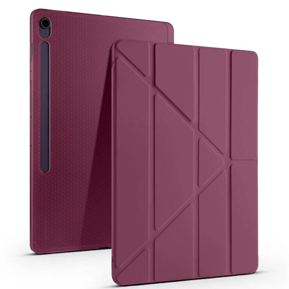 Samsung Galaxy Tab S10 FE Plus 13.1 inç Uyumlu Tablet Kılıfı – Kalem Bölmeli, Standlı, Tri-Folding Akıllı Kapak, Manyetik Otomatik Uyku/Uyanma Özellikli, İnce ve Dayanıklı Koruma (Mürdüm)