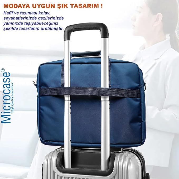 Microcase Samsung Galaxy Tab S10 Lite için Tablet Çantası 2 Bölmeli AL4228 Lacivert Gri Krem