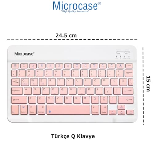 Microcase Samsung Galaxy Tab S10 Lite ile Uyumlu Tablet Çanta+Türkçe Bluetooth Klavye +Mouse+ Standı - Pembe AL4382