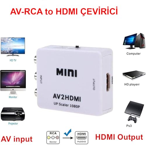 RCA to HDMI Çevirici rca av den hdmi ye ses ve görüntü aktarma AV2HDMI
