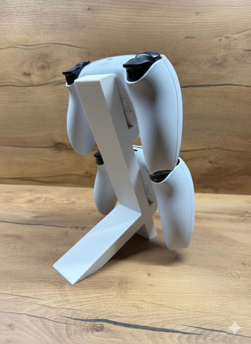 PS5 DualSense Oyun Kolu Standı – 2’li Dikey Tutucu Beyaz Renk | 3D Baskı, Şık ve Dayanıklı Tasarım (20x15x4 cm)