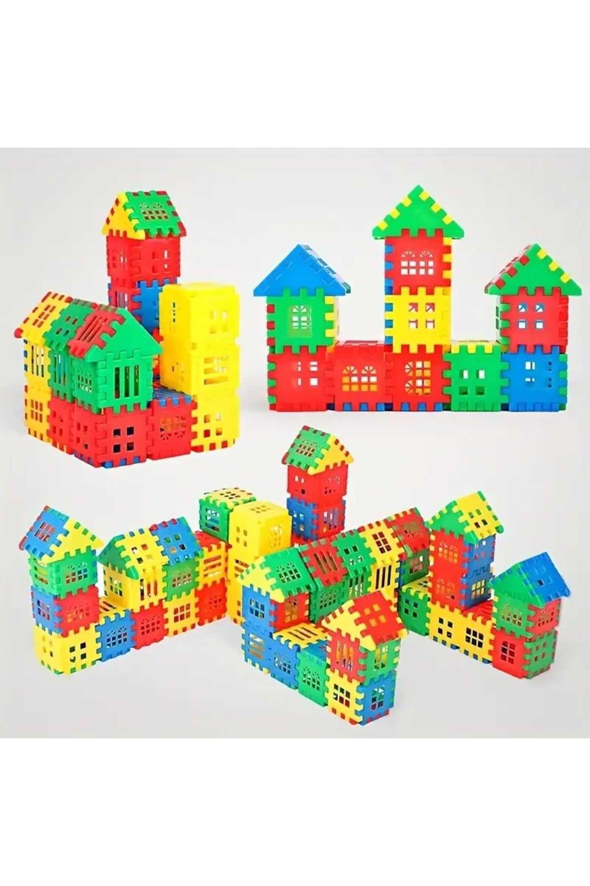 Rovexa Puzzle City 3D Yapı ve Tasarım Blokları, 128 Parça, 2+ Yaş, Eğitici Oyuncak, Şehir Temalı, Yaratıcı Öğrenme, Puzzle