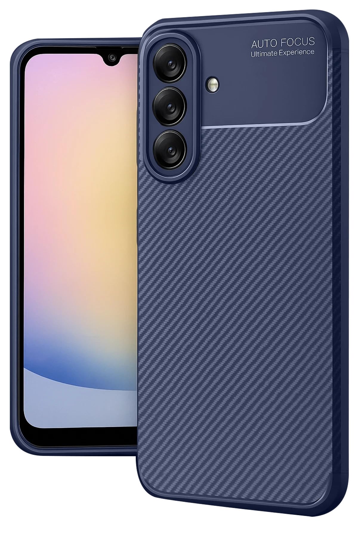 anka cep cep telefonu aksesuarları Samsung ile Uyumlu Galaxy A17 5G Karbon Görünümlü Silikon Kılıf Lacivert, Karbon-Samsung A17- Kılıf