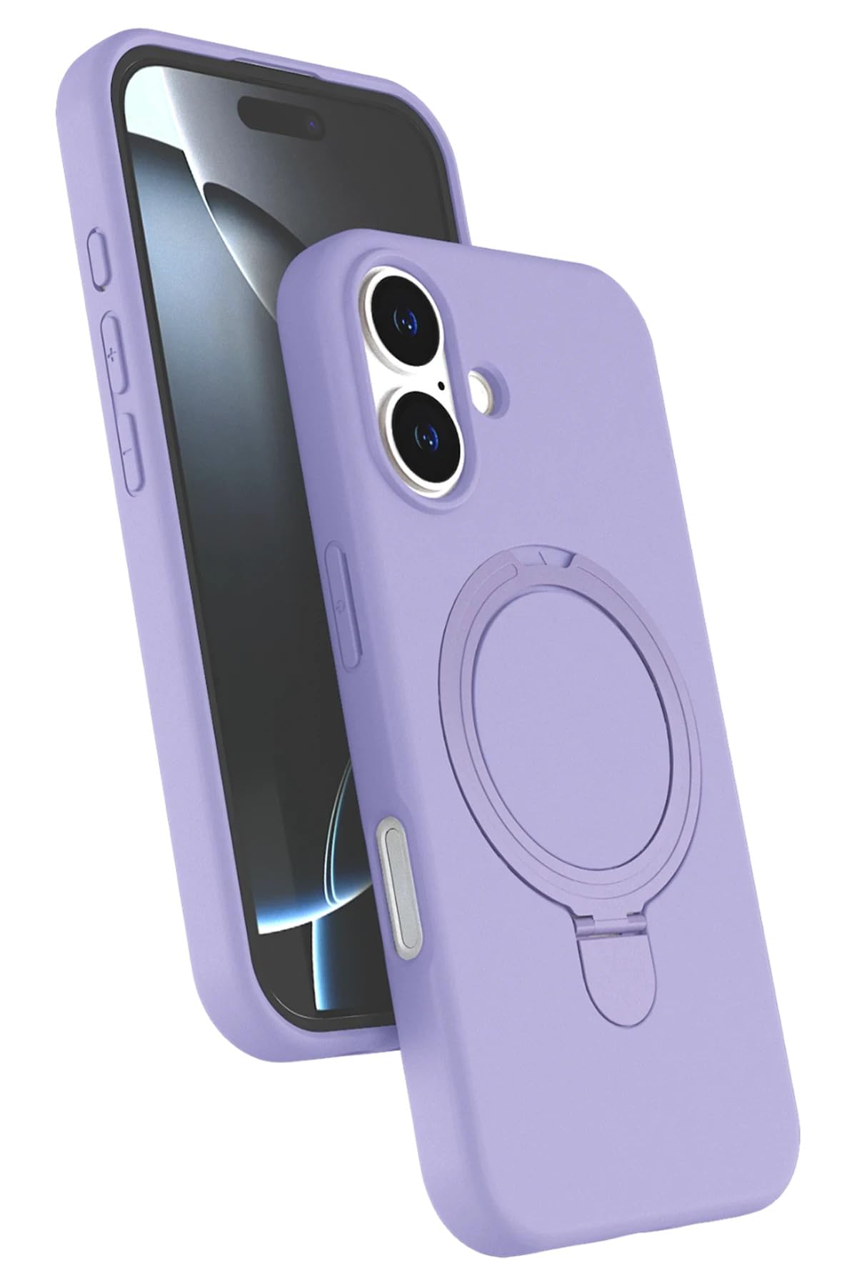 anka cep cep telefonu aksesuarları Apple iPhone 16 ile Uyumlu Regal Mgsafe Standlı Silikon Kapak Lila, Regal-iPhone 16