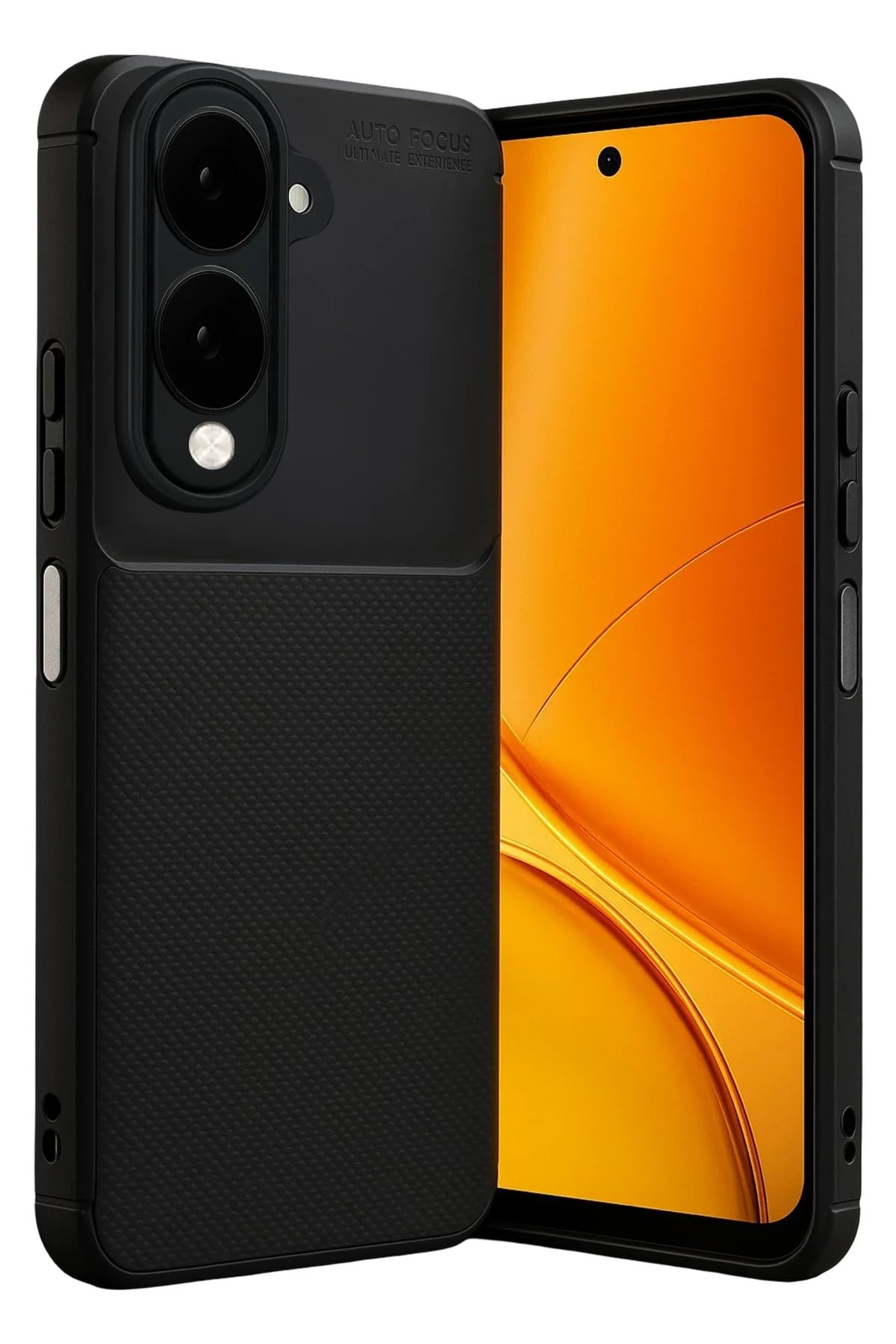 anka cep cep telefonu aksesuarları Vivo Y29S ile Uyumlu Auto Focus Karbon Görünümlü Silikon Kılıf - Siyah, Karbon-Vivo Y29S Kılıf