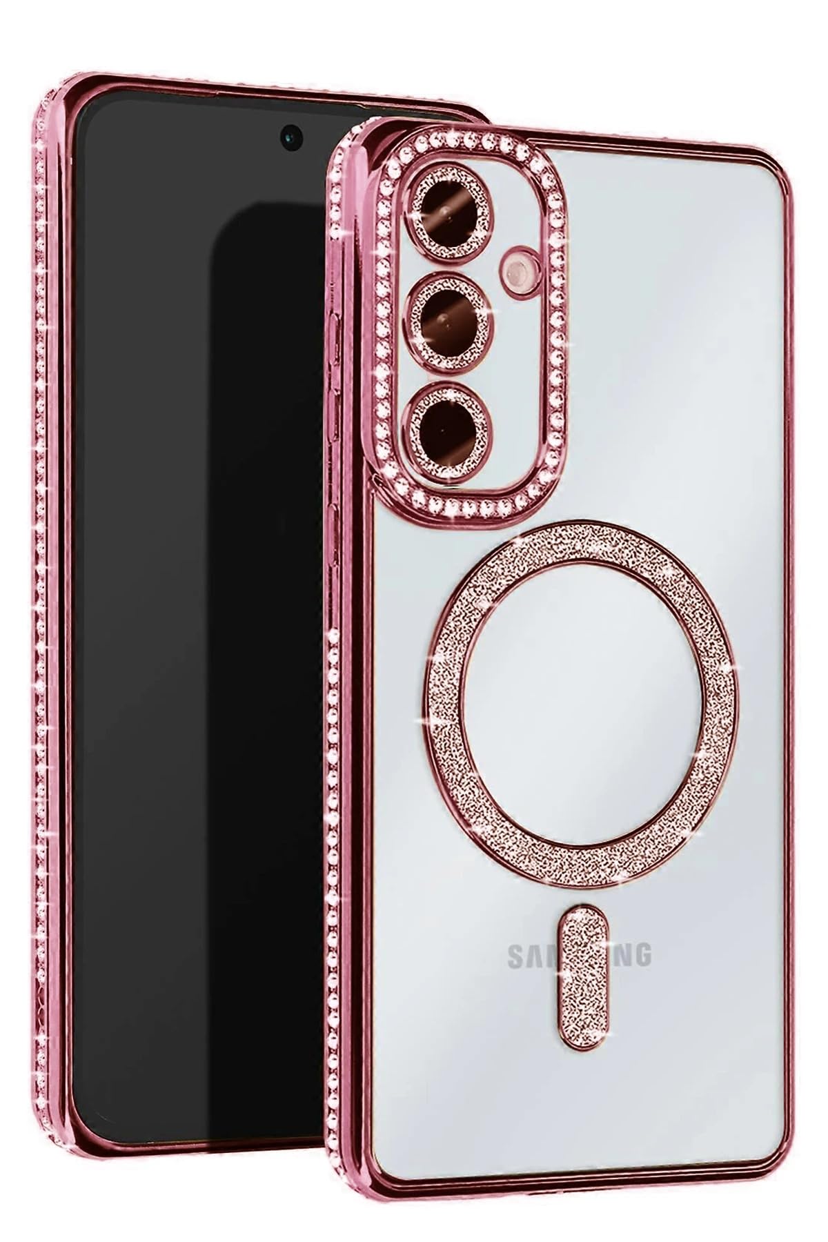 anka cep cep telefonu aksesuarları Samsung ile Uyumlu Galaxy S25 Joke Simli Mgsafe Silikon Kılıf Pembe, Joke-Samsung S25 Kılıf