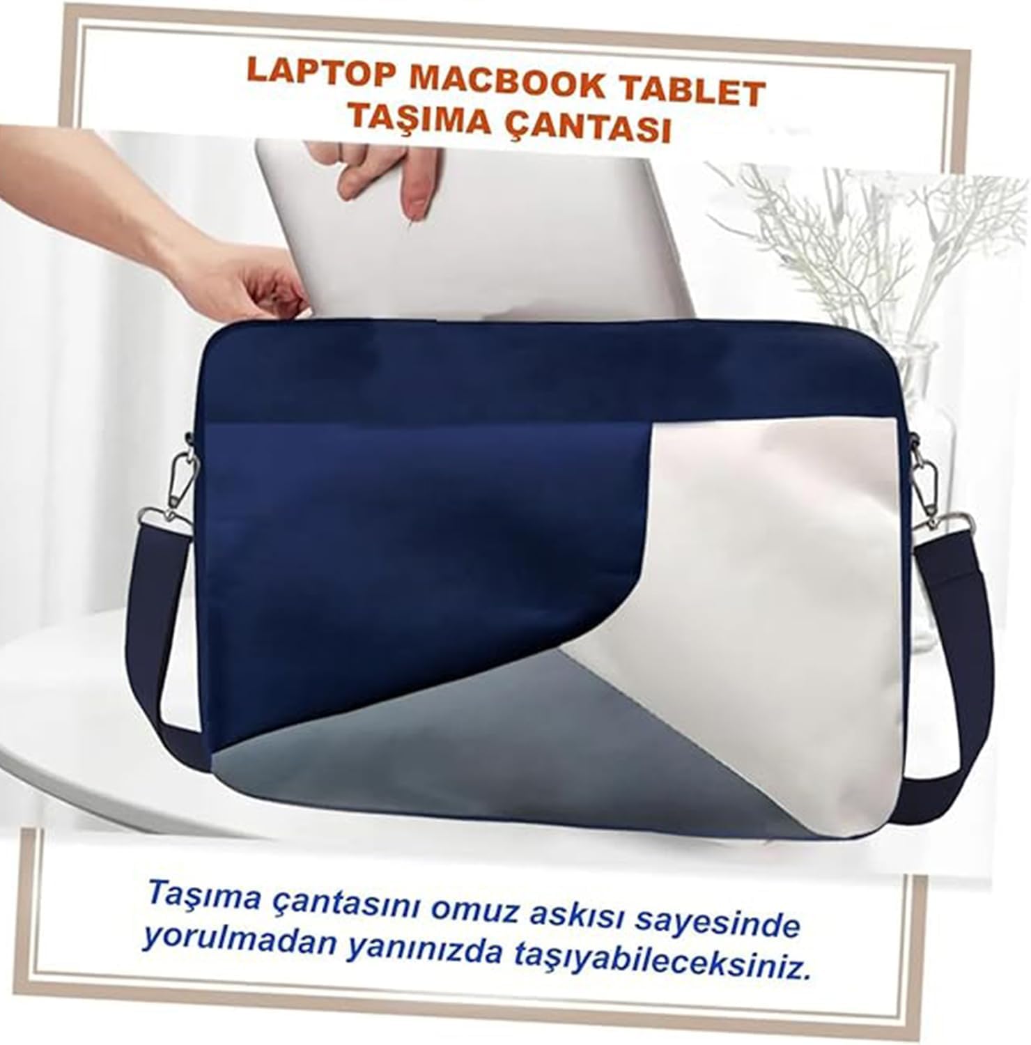 Microcase TCL NXTPAPER 14 inch için Tablet Çantası 2 Bölmeli AL4228 Lacivert Gri Krem