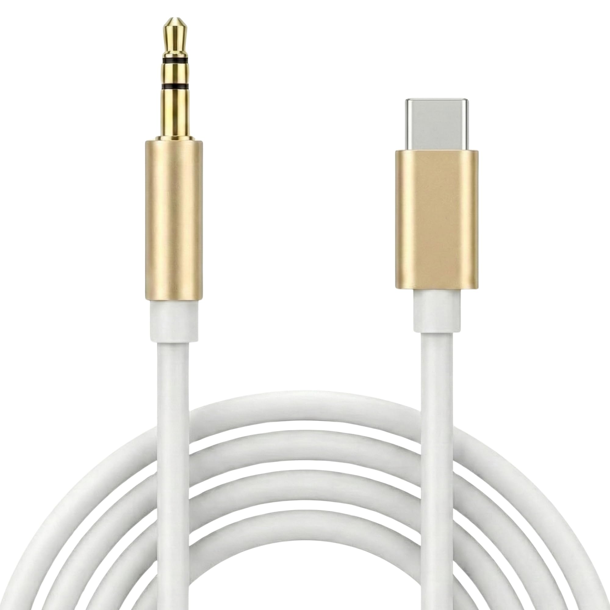 Hadron Type-C to 3.5mm Aux Ses Kablosu, Araba, Hoparlör ve Kulaklık Bağlantı Kablosu, 1 Metre, Dijital Ses Dönüştürücü (Beyaz)
