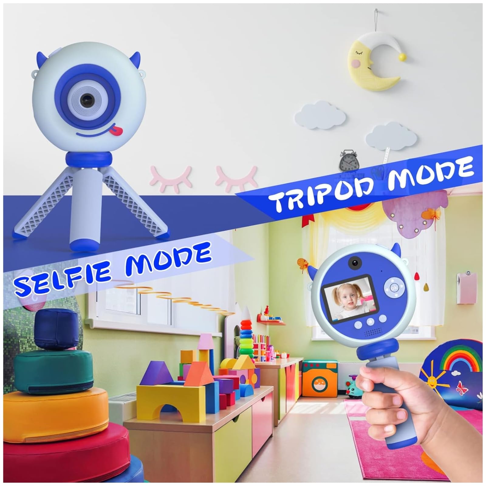 Sevimli Dijital Kamera, 1080P Full HD Görüntü Kalitesi, 20 MP Fotoğraf Çekme ve Video Kaydı, 8x Zoom Özelliği, Selfie Çekme, Uzun Şarj Ömrü, Tripodlu Şarjlı Dijital Kamera Fotoğraf Makinesi, Pembe