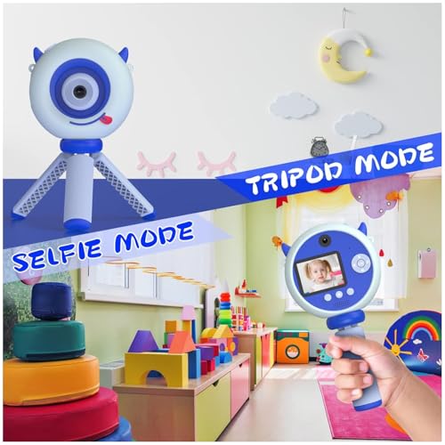 Sevimli Dijital Kamera, 1080P Full HD Görüntü Kalitesi, 20 MP Fotoğraf Çekme ve Video Kaydı, 8x Zoom Özelliği, Selfie Çekme, Uzun Şarj Ömrü, Tripodlu Şarjlı Dijital Kamera Fotoğraf Makinesi, Pembe