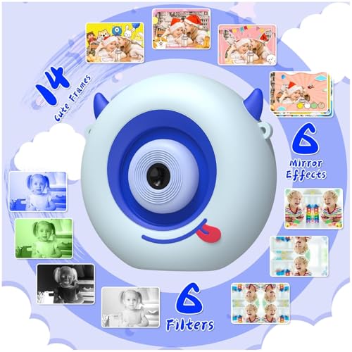 Sevimli Dijital Kamera, 1080P Full HD Görüntü Kalitesi, 20 MP Fotoğraf Çekme ve Video Kaydı, 8x Zoom Özelliği, Selfie Çekme, Uzun Şarj Ömrü, Tripodlu Şarjlı Dijital Kamera Fotoğraf Makinesi, Mavi