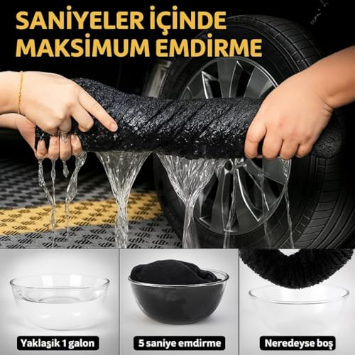Polham XL 60X90CM 1200GSM Süper Su Emici Özellikli Mikrofiber Araç Kurulama Havlusu, Çizik ve İz Bırakmaz Bez