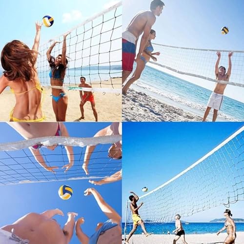Hsport Profesyonel Voleybol Filesi Taşınabilir Çantalı 9.5 m Antrenman Maç Piknik Okul Otel ve Beach-Plaj için Polyethylene Örgü Metal Kopçalı Dayanıklı İpli Ağ