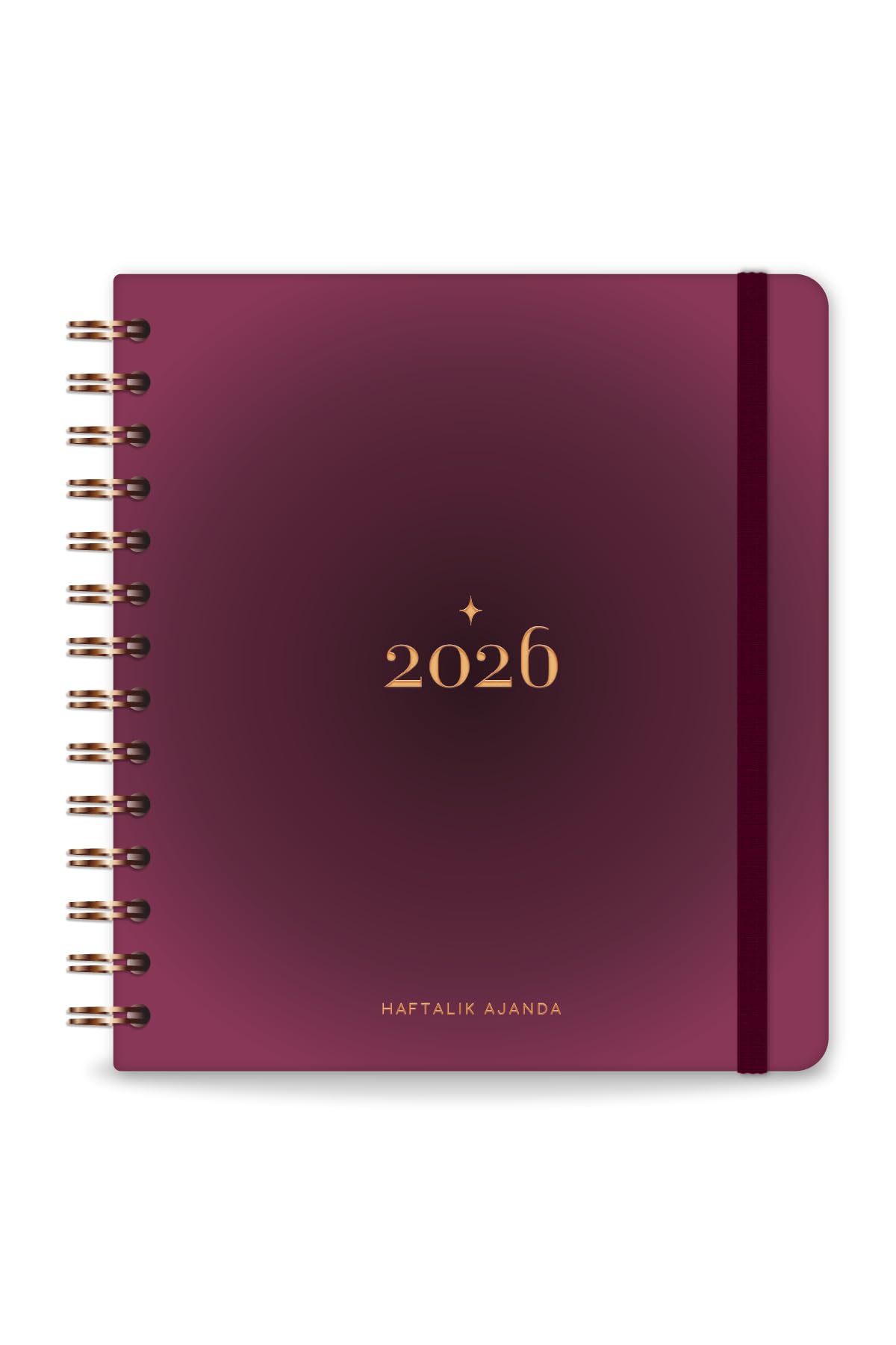2026 18x20 Spiralli Haftalık Kare Ajanda 12 Aylık - Bordo