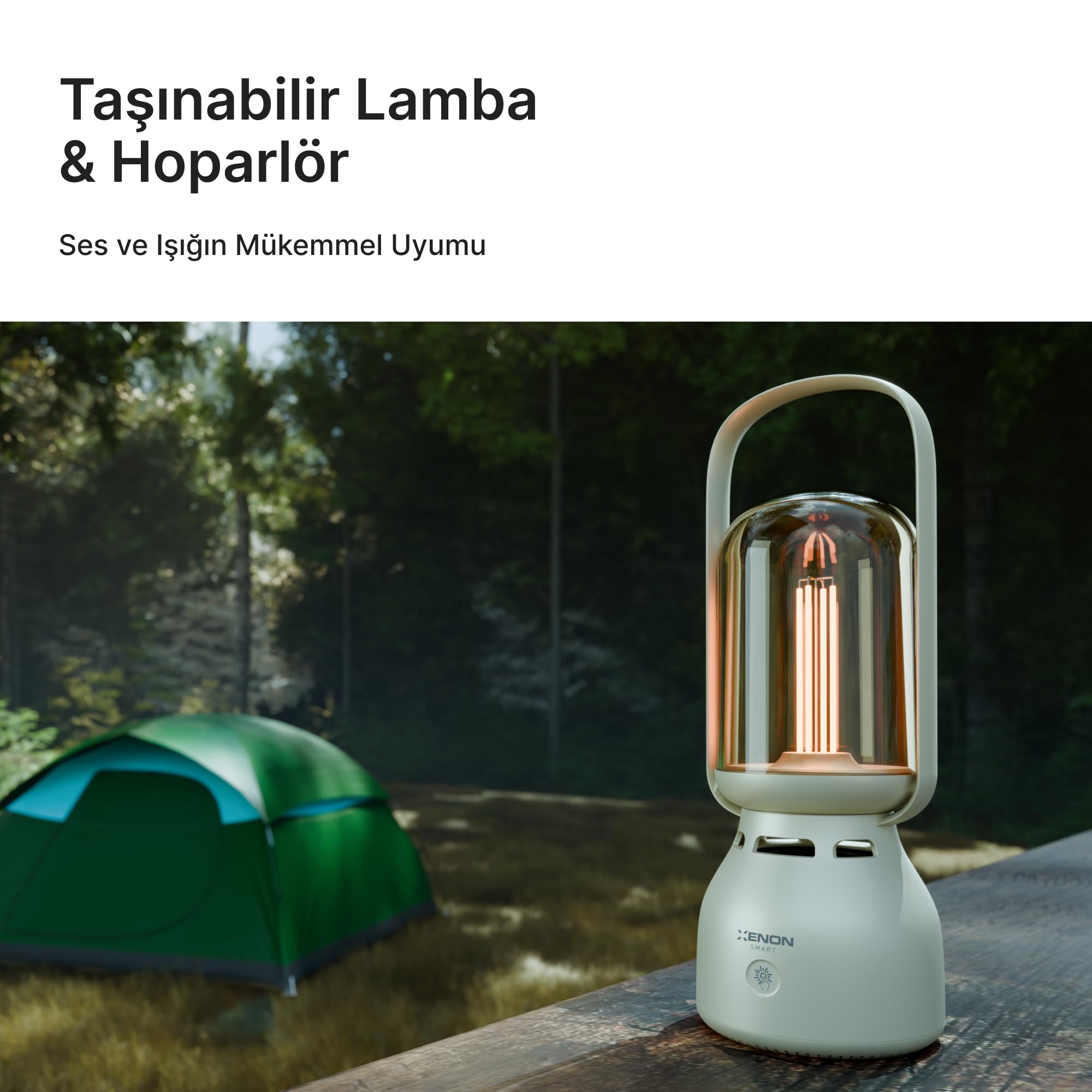 Xenon Smart Taşınabilir Filament Lamba ve Bluetooth Hoparlör Kamp Outdoor Kullanım için Çift Fonksiy