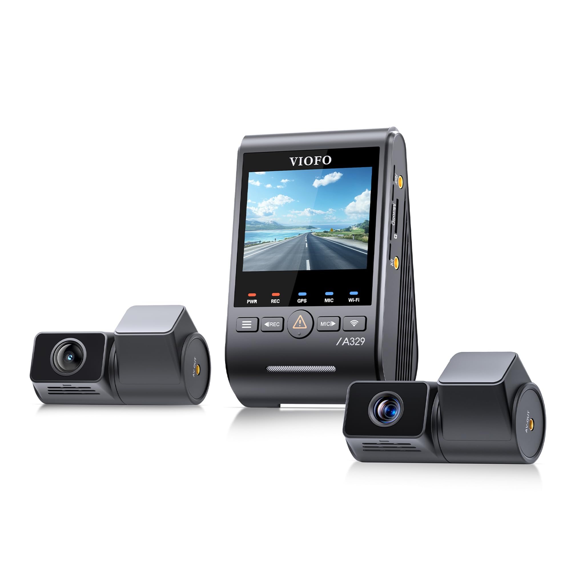 Viofo A329T 3 Kameralı Ön+İç+Arka 4K+2K+2K Wi-Fi 6 HDR Sony STARVIS 2 Sensör GPS'li SSD Destekli Araç Kamerası