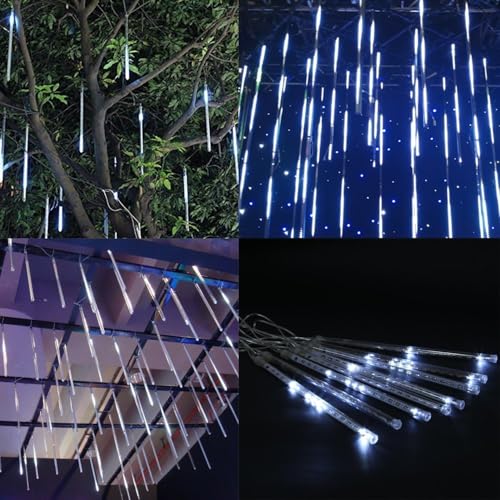 8 Saçaklı 50 cm Meteor Yağmuru Led Işık – Gün Işığı, Fişli, Hareketli Akan Efektli Dış Mekan Aydınlatma
