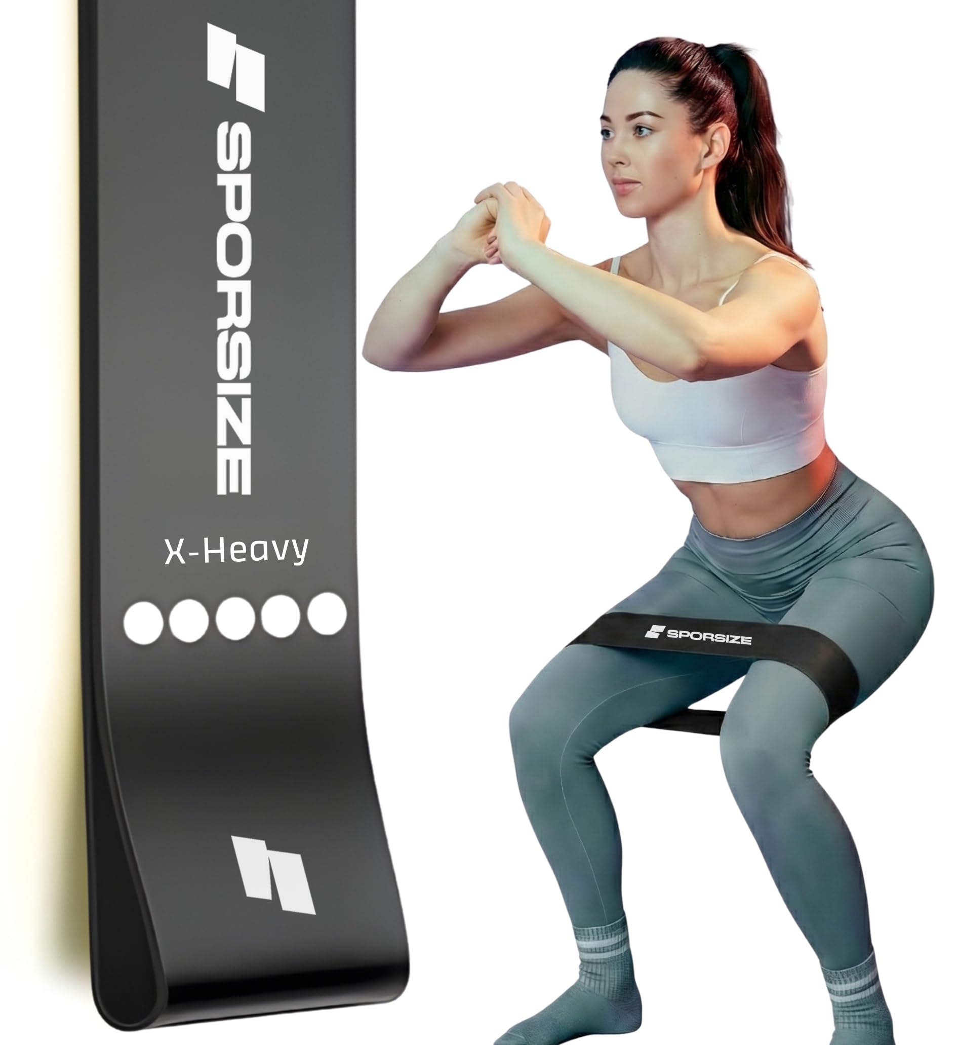 Sporsize%100 Lateks Direnç Bandı (Ekstra Ağır) – Squat Pilates Fitness Loop Bant, Bacak & Kalça Antrenmanı