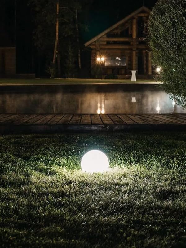 Best Globe Akrilik Bahçe Aydınlatması, 20 cm Beyaz Top Glop, IP44 Hava Koşullarına Dayanıklı, Modern Stil, E27 Dış Mekan LED Zemin Lambası, Bahçe Dekoratif Aydınlatma