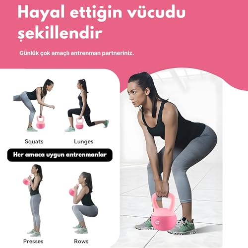 Sporsize Soft Touch Kettlebell – Kaydırmaz Yüzey – Evde Spor & Fitness Ağırlığı – 2–10 kg Seçenekleri (Soft Pembe, 3 KG)