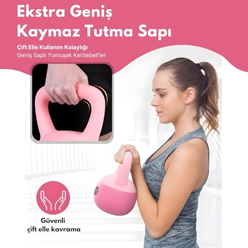 Sporsize Soft Touch Kettlebell – Kaydırmaz Yüzey – Evde Spor & Fitness Ağırlığı – 2–10 kg Seçenekleri (Soft Pembe, 3 KG)