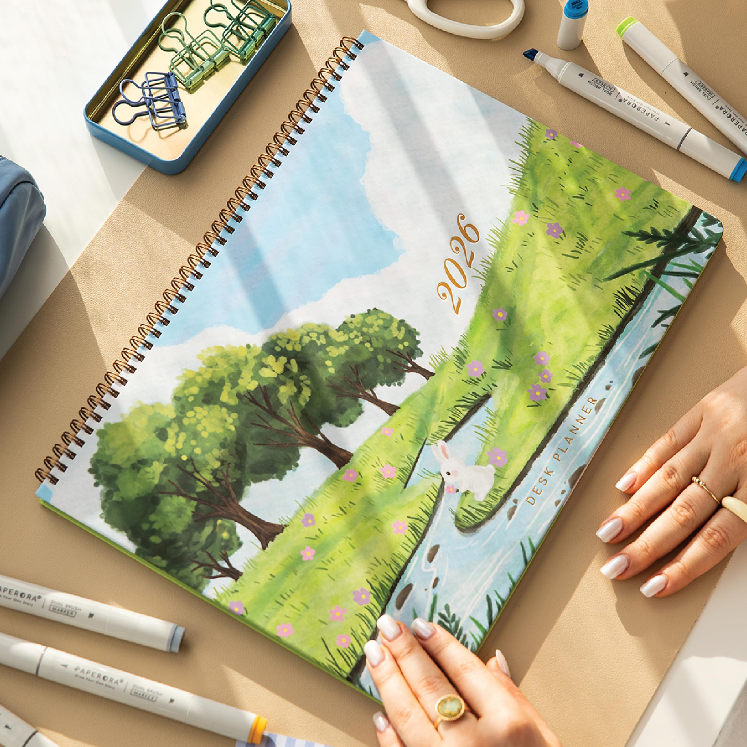 2026 Haftalık Spiralli Masaüstü Planlayıcı 24x34 cm - Desk Planner Manzara