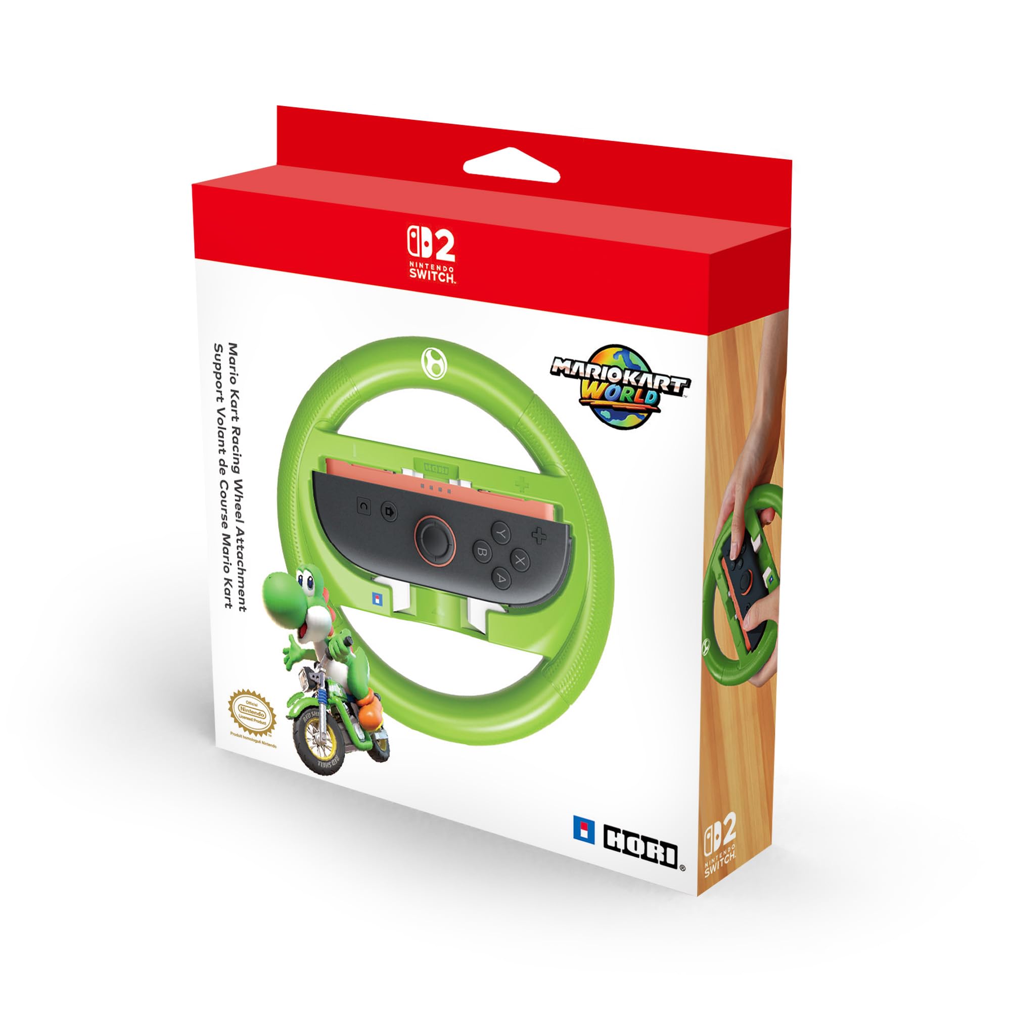 HORI Mario Kart Racing Wheel Attachment for Nintendo Switch 2 (Yoshi) - Officially Licensed by Nintendo