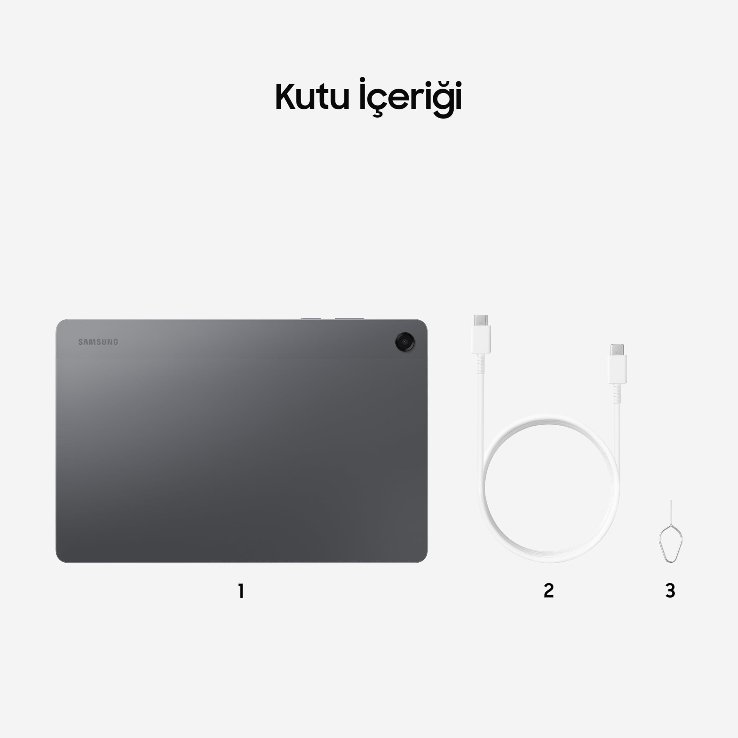Samsung Galaxy Tab A11+, Android Tablet, Gri, WiFi Destekli, 8GB RAM, 256GB Depolama Alanı, 11 İnç (Samsung Türkiye Garantili)