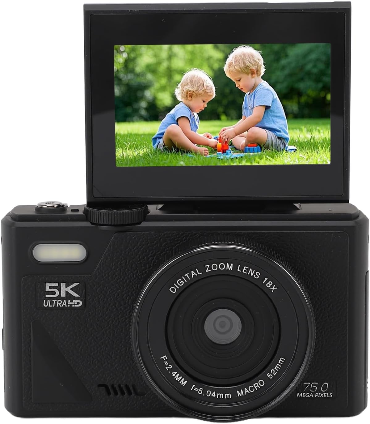 Çeşithane 75MP HD Retro Dijital Kamera – 18X Dijital Zoom, 3” Ekran, Autofocus, Gülümseme Algılama, Hafif & Taşınabilir Seyahat Fotoğraf Makinesi (Black)