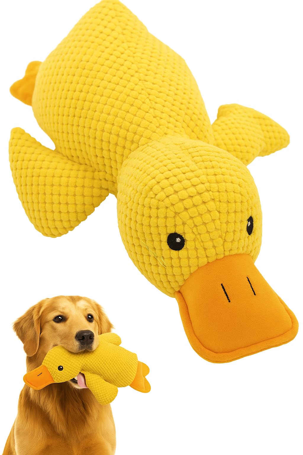 Busstier Köpek Oyuncağı Ördek Şekilli Peluş Sesli ve Hışırtılı Dayanıklı Çiğneme ve Isırma Oyuncağı Anti Stres Yumuşak Peluş Köpek Eğitim ve Oyun Oyuncağı (Sarı)