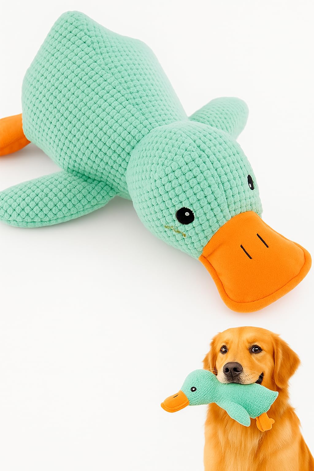 Busstier Köpek Oyuncağı Ördek Şekilli Peluş Sesli ve Hışırtılı Dayanıklı Çiğneme ve Isırma Oyuncağı Anti Stres Yumuşak Peluş Köpek Eğitim ve Oyun Oyuncağı (Yeşil)