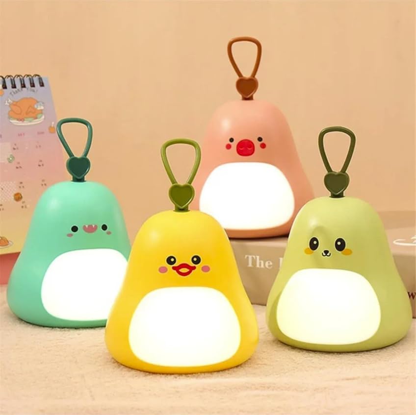 Coverzone Avokado Tasarımlı Gece Lambası – 3 Kademeli Işık Ayarı, RGB Atmosfer Modu, USB Şarjlı, Taş