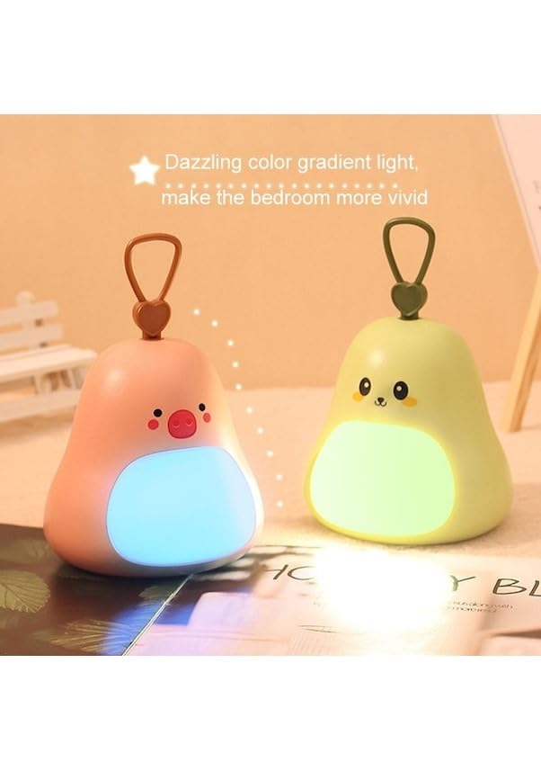 Coverzone Avokado Tasarımlı Gece Lambası – 3 Kademeli Işık Ayarı, RGB Atmosfer Modu, USB Şarjlı, Taş