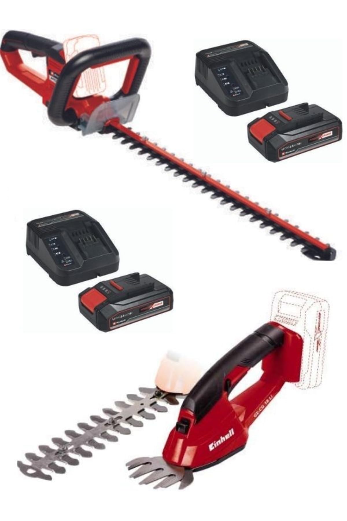 Einhell Ge-Cg 18 Li Akülü Çim Ve Çalı Makası Arcurra Akülü Çit Budama 2X4Ah Bahçe Seti