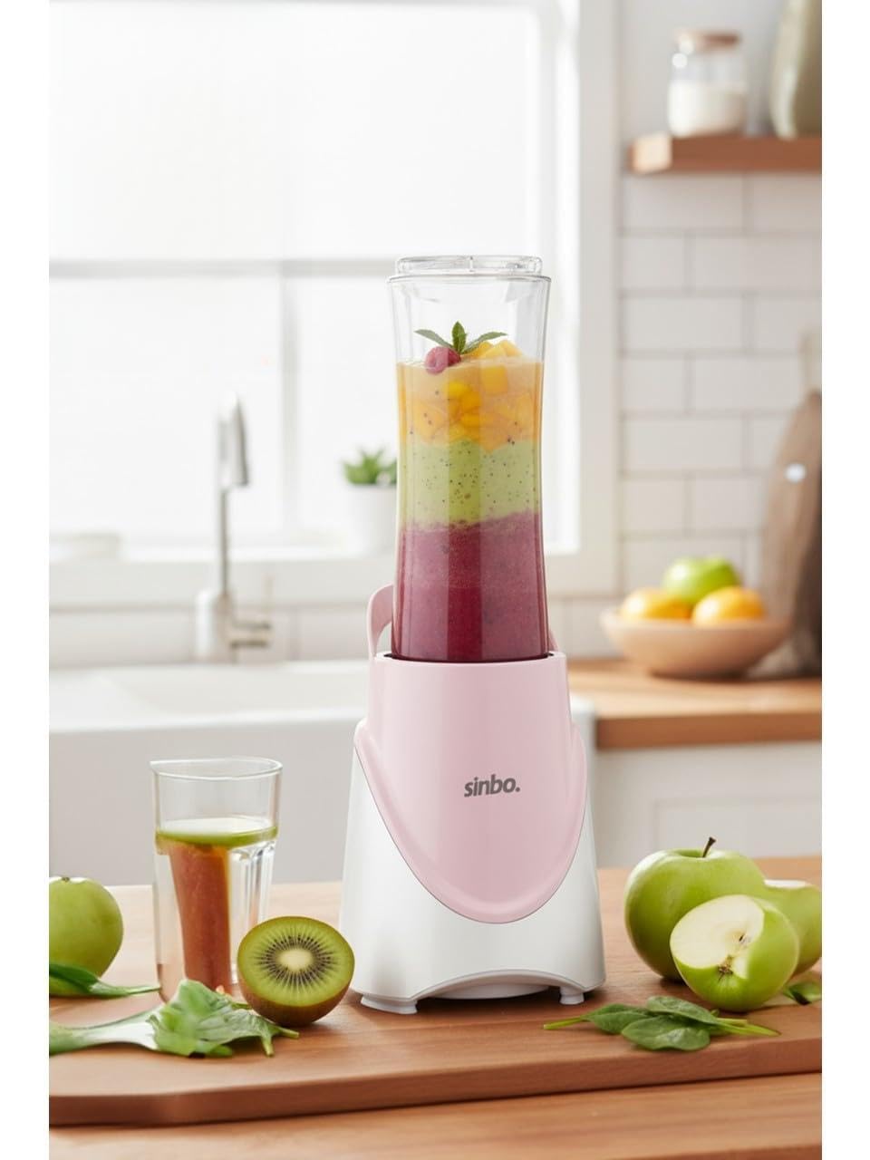 Sinbo SHB-7508 Pembe Shake Take One | 300W Taşınabilir Smoothie Blender | 570 ml Spor Şişe - Çelik Bıçaklı Karıştırıcı