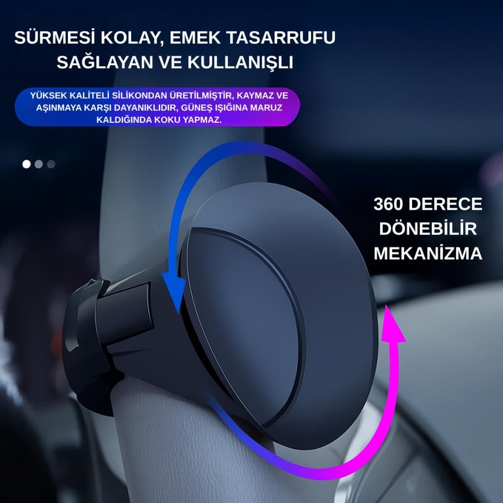Coofbe Yeni Nesil 360 Döner Direksiyon Simit Topuzu Direksiyon Çevirme Topuzu Tüm Araçlara Uyumlu Sağlam Tutuş