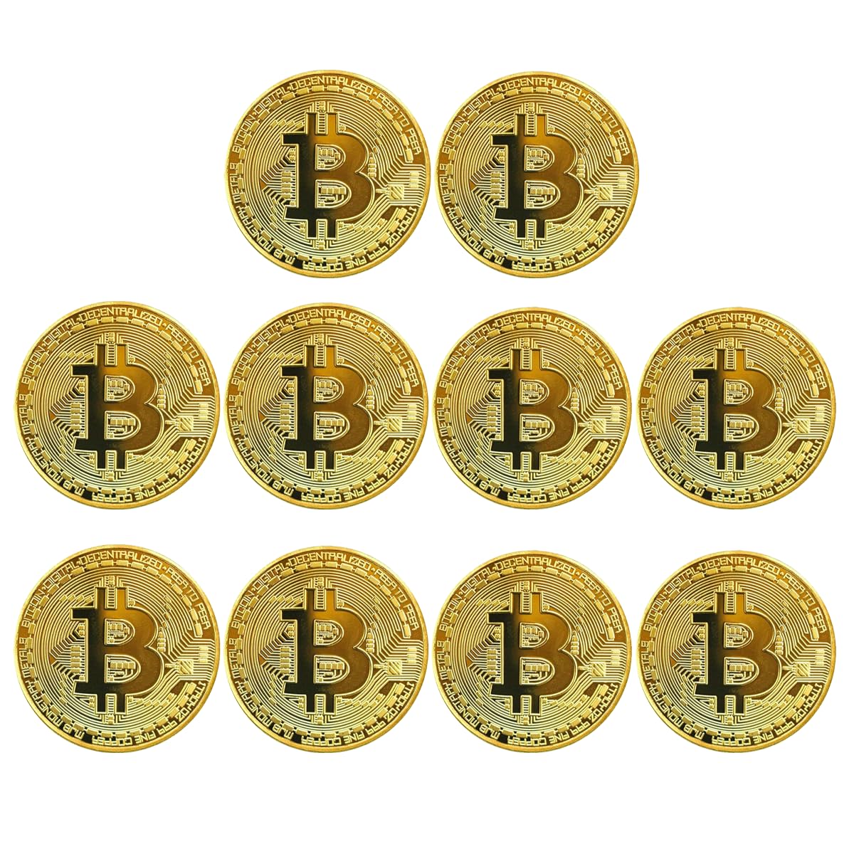 GÜNCELÇARŞI Bitcoin Madeni Hatıra Parası, BTC Altın Rengi Hediye Sikke Para, Kutulu Koleksiyon Parası (10 ADET)