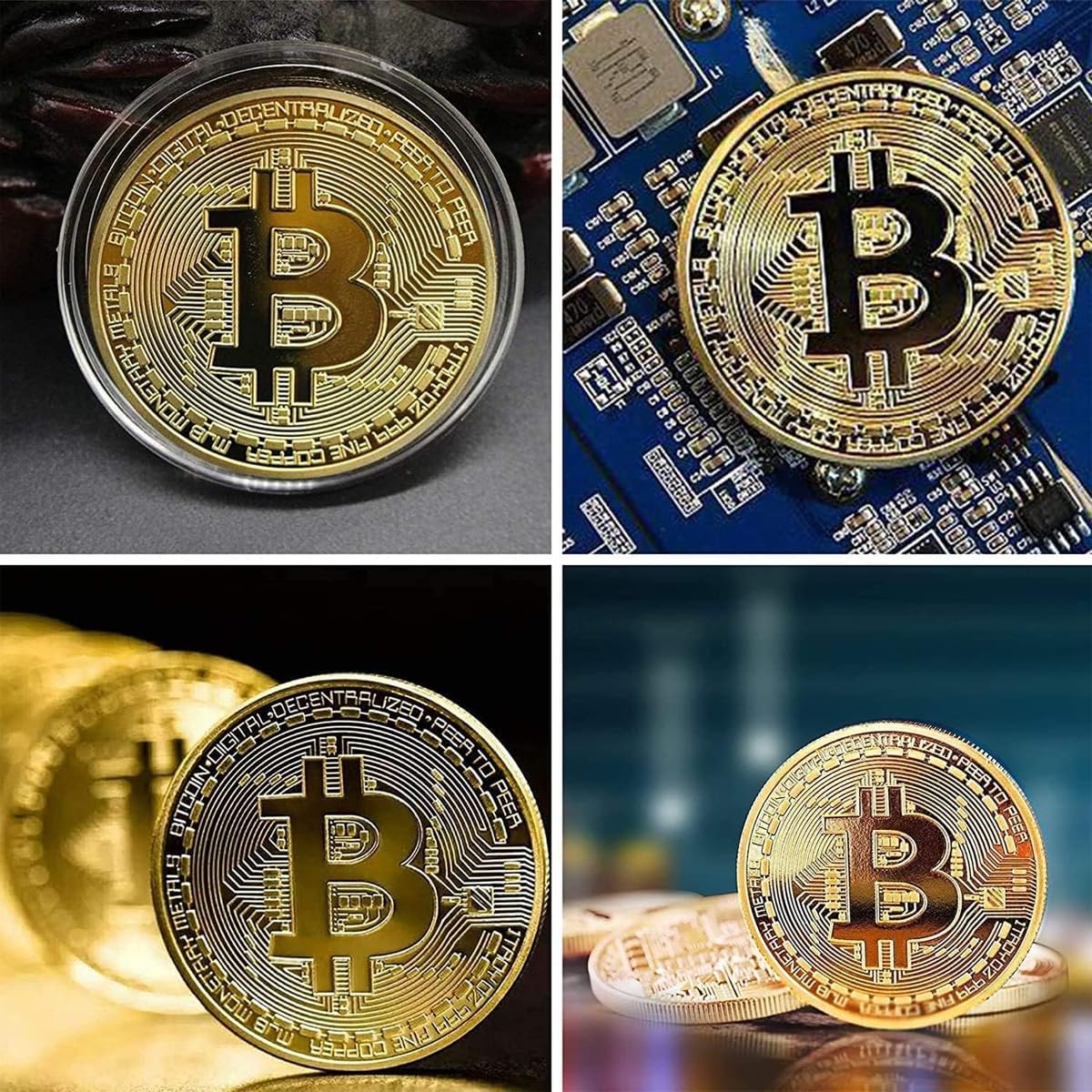 GÜNCELÇARŞI Bitcoin Madeni Hatıra Parası, BTC Altın Rengi Hediye Sikke Para, Kutulu Koleksiyon Parası (6 ADET)