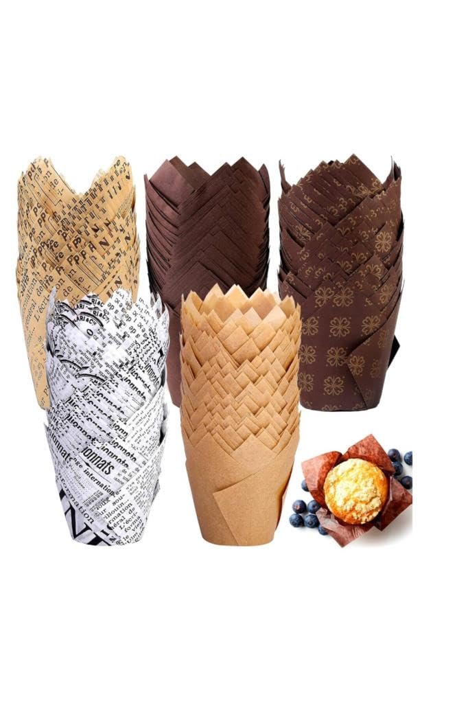 50 Adet Kek Pasta Kapsülü Desenli Kağıt Pişirme Kapsülü