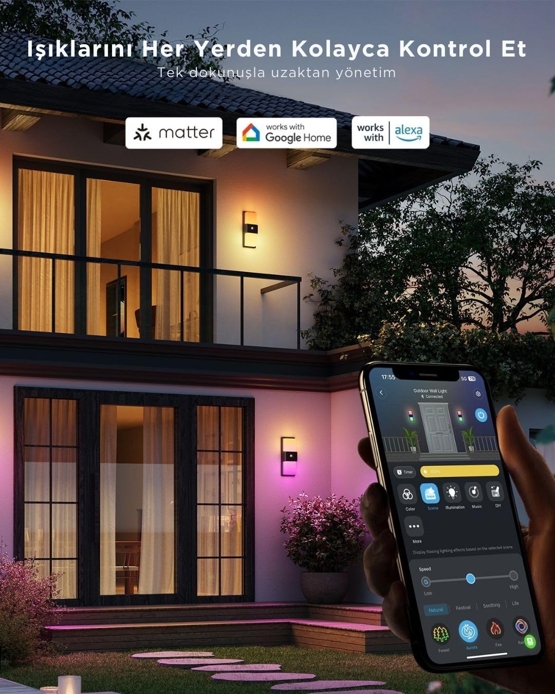 Govee Dış Mekan Hareket Sensörlü Duvar Aydınlatması IP65 H7078CD1