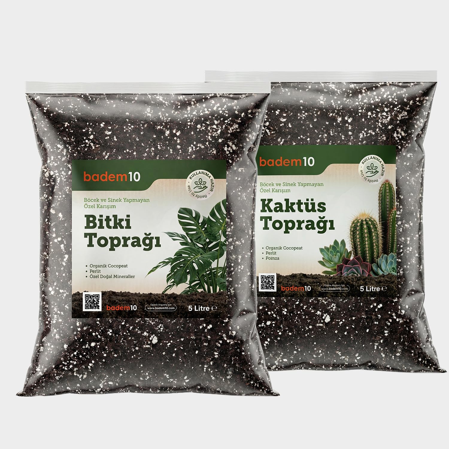 İkili Bitki Bakım Seti 1 Adet 5 Litre Kaktüs Toprağı + 1 Adet 5 Litre Bitki Toprağı Toprak