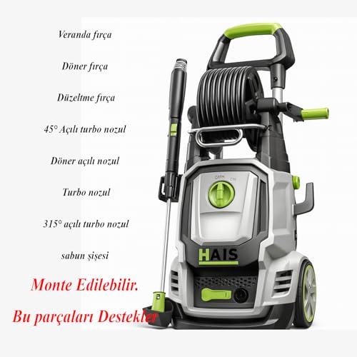 Elektrikli Basınçlı Yıkama Makinesi 8.5 L/Dk 210 Bar Basınç 2500 Watt 8 Metre Makaralı Hortum