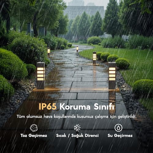 Vilorita Alüminyum Bahçe Aydınlatması Bollard – Pleksi Difüzörlü Modern Yürüyüş Yolu Lambası, 3000K Işık, Elektrostatik Toz Boyalı Dış Mekan Aydınlatma Direği