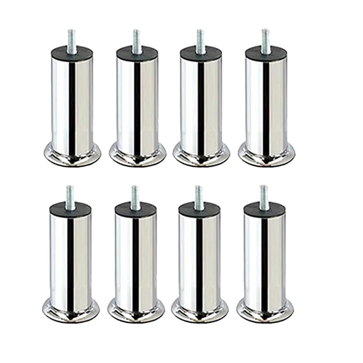 Mobilya Ayağı, Krom Kaplama Metal Baza Ayağı, Koltuk ve Kanepe için Civatalı (8 Adet 15 cm 3/8 Kalın Diş)