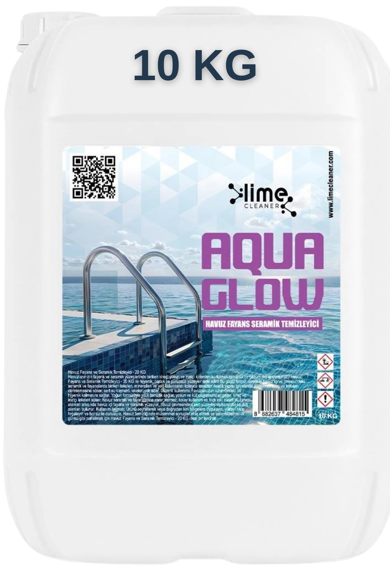 Aqua Glow Havuz Fayans ve Seramik Temizleyici 10 KG | Kireç ve Kir Çözücü | Havuz Seramik Temizlik Kimyasalı