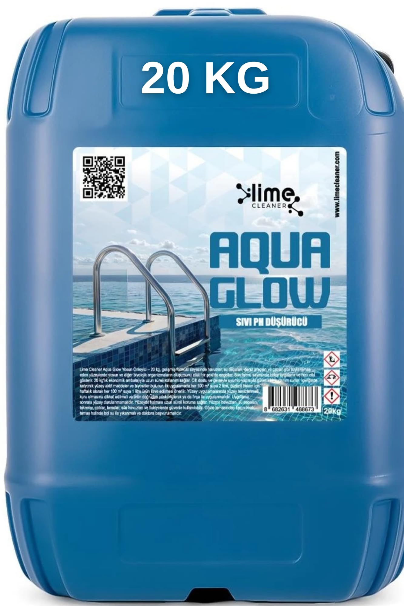 Aqua Glow Sıvı pH Düşürücü 20 KG | Havuz pH Dengeleyici | Profesyonel Havuz Kimyasalı