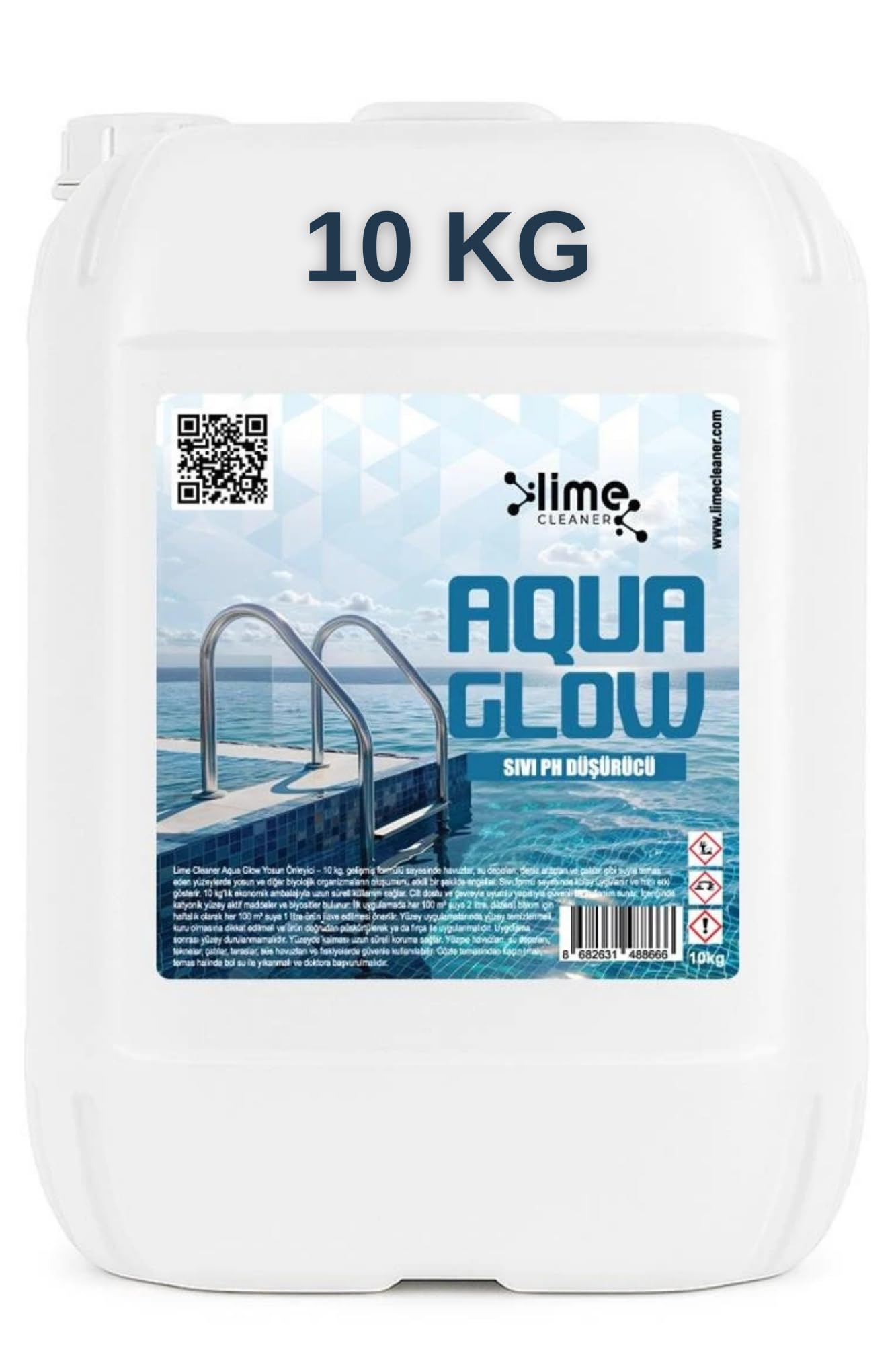 Aqua Glow Sıvı pH Düşürücü 10 KG | Havuz pH Dengeleyici | Profesyonel Havuz Kimyasalı