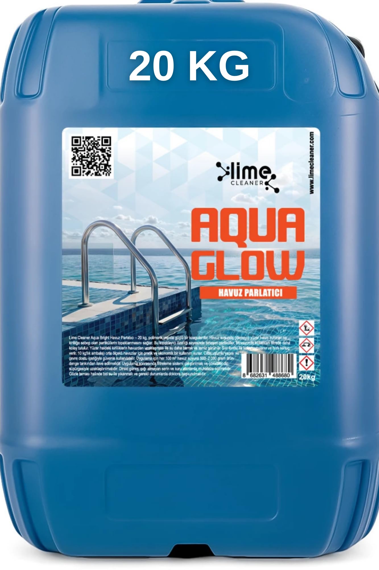 Aqua Glow Havuz Parlatıcı 20 KG | Havuz Suyu Berraklaştırıcı ve Parlaklık Artırıcı | Havuz Bakım Kimyasalı