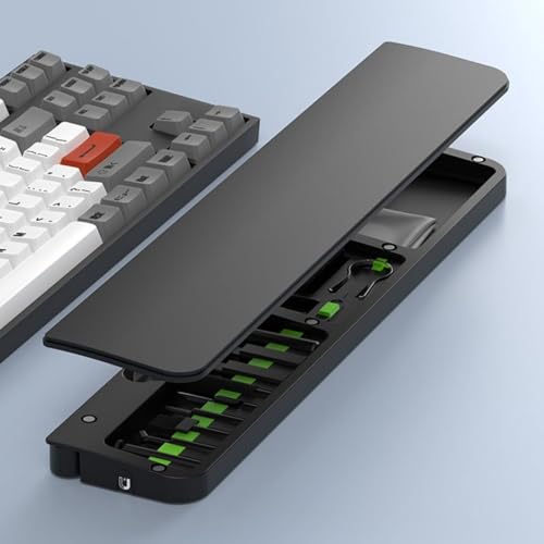 McStorey Ergonomik Klavye Bilek Desteği ve 22-in-1 Temizlik Kiti – Gizli Saklama ve Manyetik Organizer Tasarım, Mekanik Klavye Uyumlu Masaüstü Düzenleyici, Telefon Kulaklık Laptop Temizleme Seti Siyah